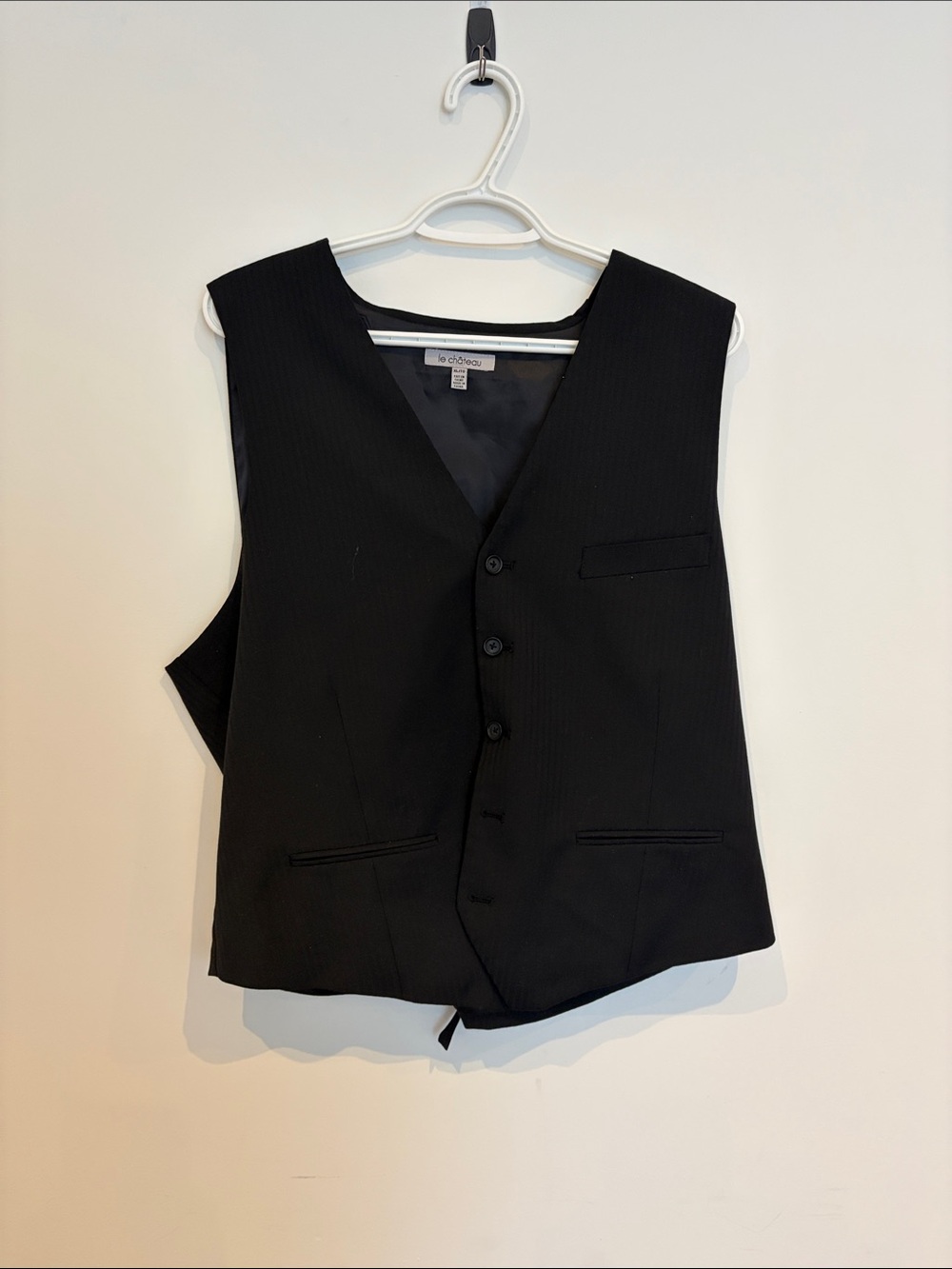 le chateau Men's Black Dress Vest - Tailored Four-Button